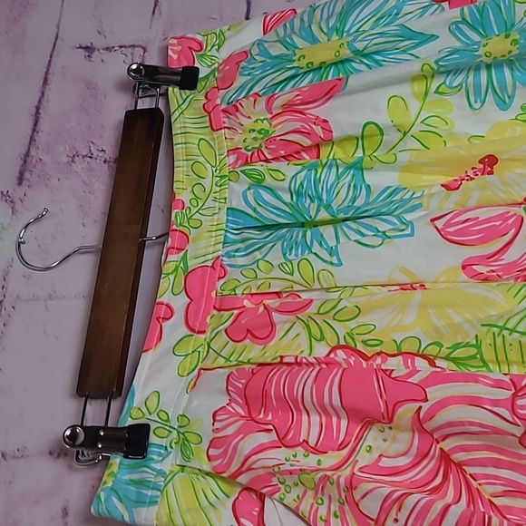 LILLY PULITZER PLEATED A LINE COTTON TWILL LINED BRIGHT BOLD FLORAL PREPPY SKIRT - Picture 5 of 13
